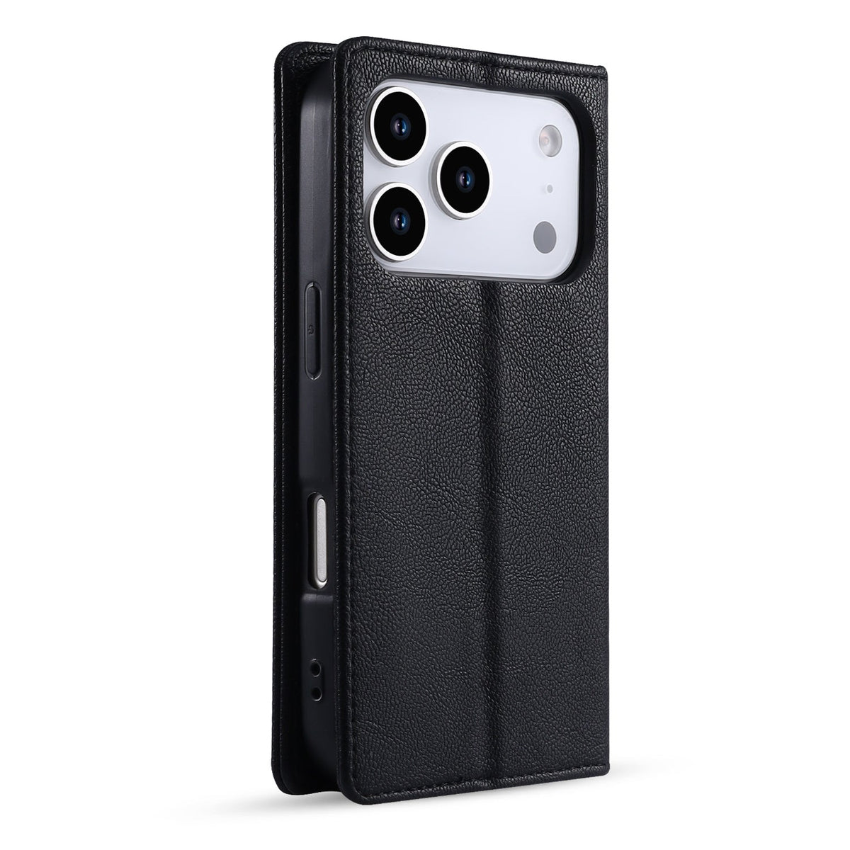 Apple iPhone 17 Pro Max Hoesje - Onyx Black - Dunne Leather-look Back Cover