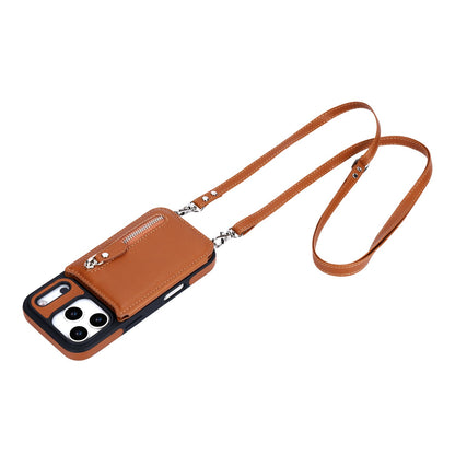 Apple iPhone 18 Pro Hoesje - Bruin - Luxe Back Cover met Telefoonkoord en Rits