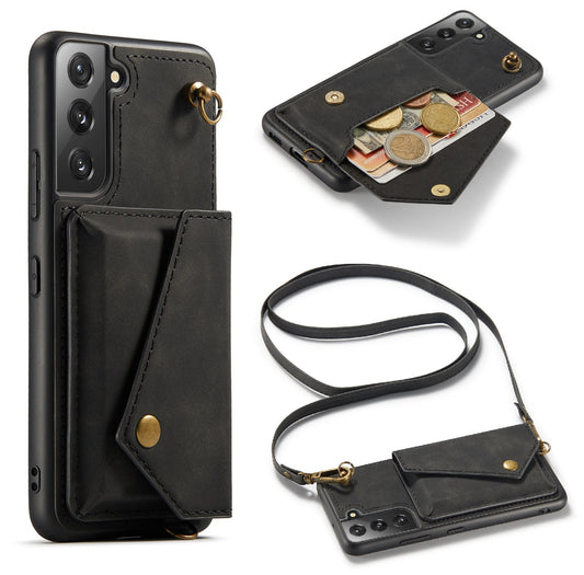 Samsung Galaxy S22 Plus Hoesje - Charcoal Gray - Luxe Back Cover met Telefoonkoord