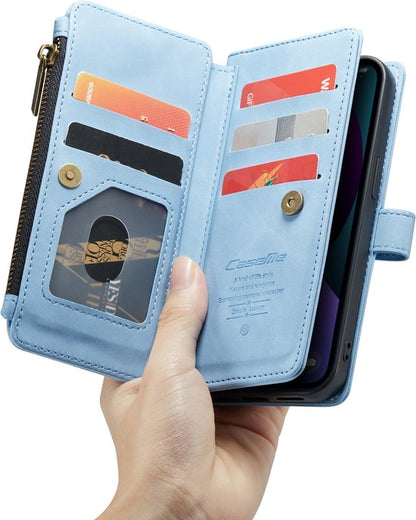 Apple iPhone 13 Case - Sky Blue - Luxury Wallet Case with Zipper