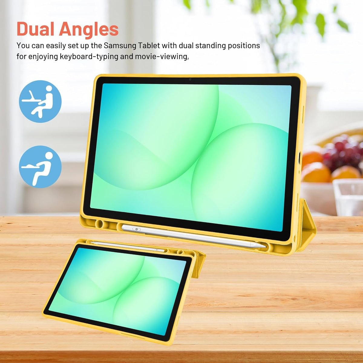 Samsung Galaxy Tab A11 Plus Tablethoes - Geel - Smart Cover