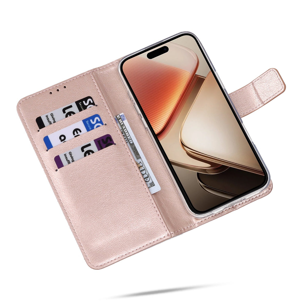 Samsung Galaxy S25 FE Hoesje - Rosegoud - Marmer Portemonnee Bookcase