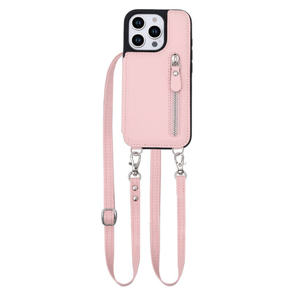 Apple iPhone 16 Pro Max Hülle - Rosa - Luxus-Backcover mit Handykette und Reißverschluss