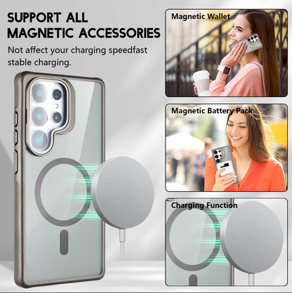 Samsung Galaxy S26 Ultra Hoesje - Donker Blauw - Bumper Matte MagSafe Back Cover met Camera Kickstand