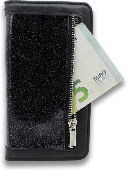 Samsung Galaxy Note 10 Lite Hoesje - Zwart - Glitter Luxe Bookcase met Rits