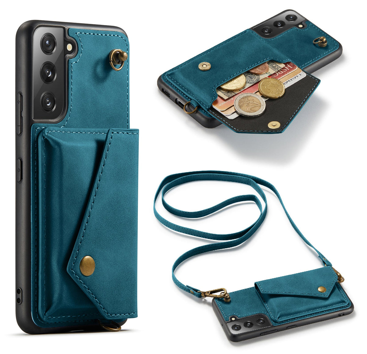Samsung Galaxy S22 Plus Hoesje - Emerald Green - Luxe Back Cover met Telefoonkoord