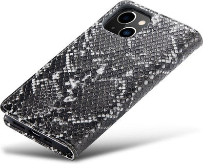 Apple iPhone 13 Mini Hoesje - Zwart - Slangen Bookcase