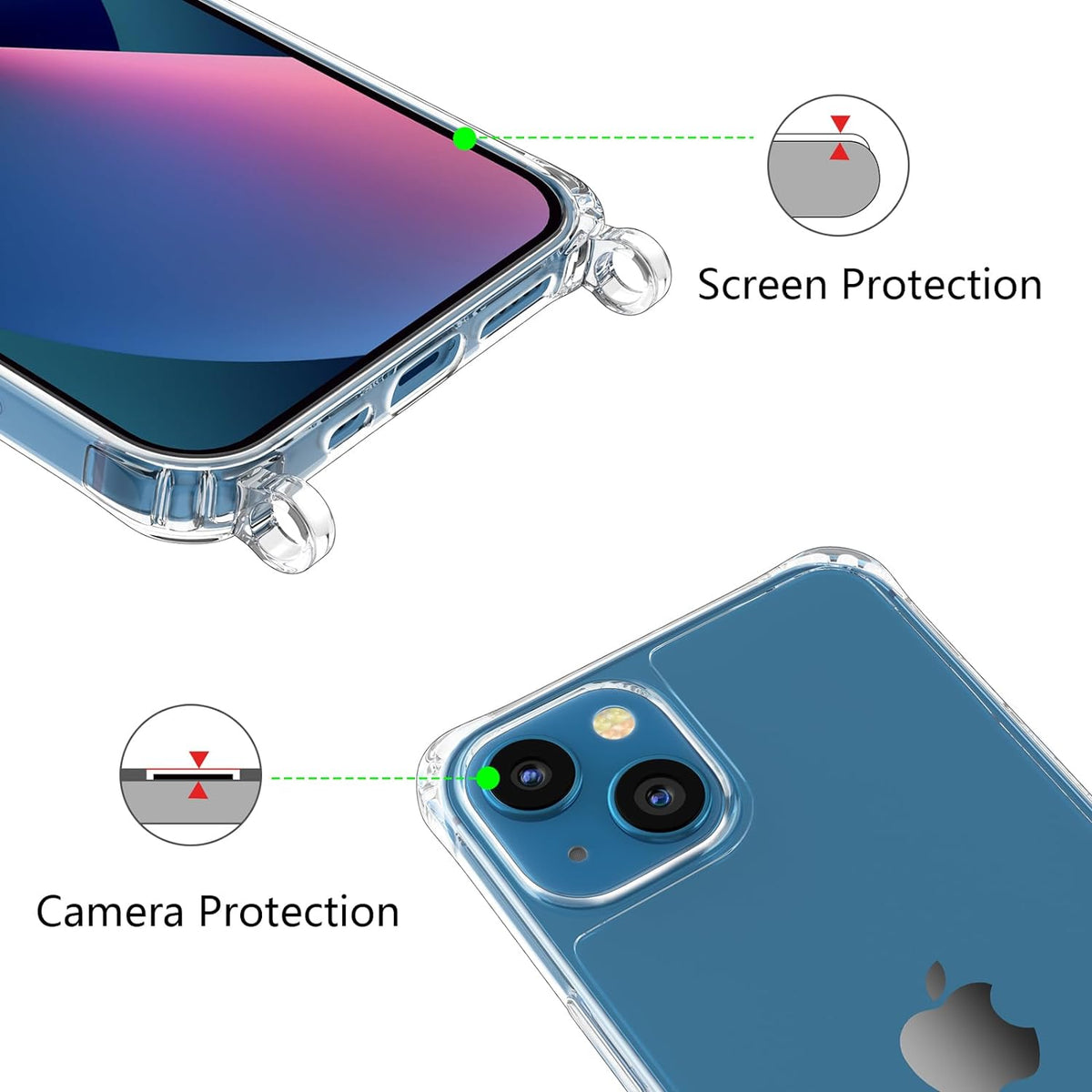 Apple iPhone 15 Plus Case - Clear - Silicone Back Cover with Phone Strap