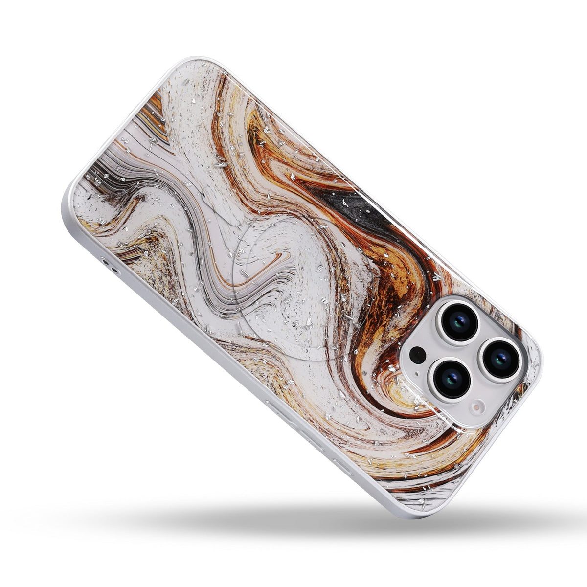 Apple iPhone 16 Pro Hoesje - Wit - Marmer MagSafe Back Cover
