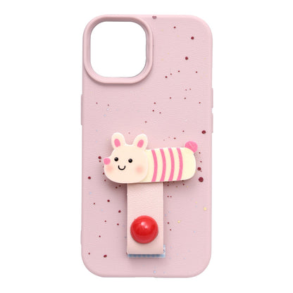 Apple iPhone 11 Hoesje - Roze - Konijntje Siliconen Back Cover met Vingerhouder