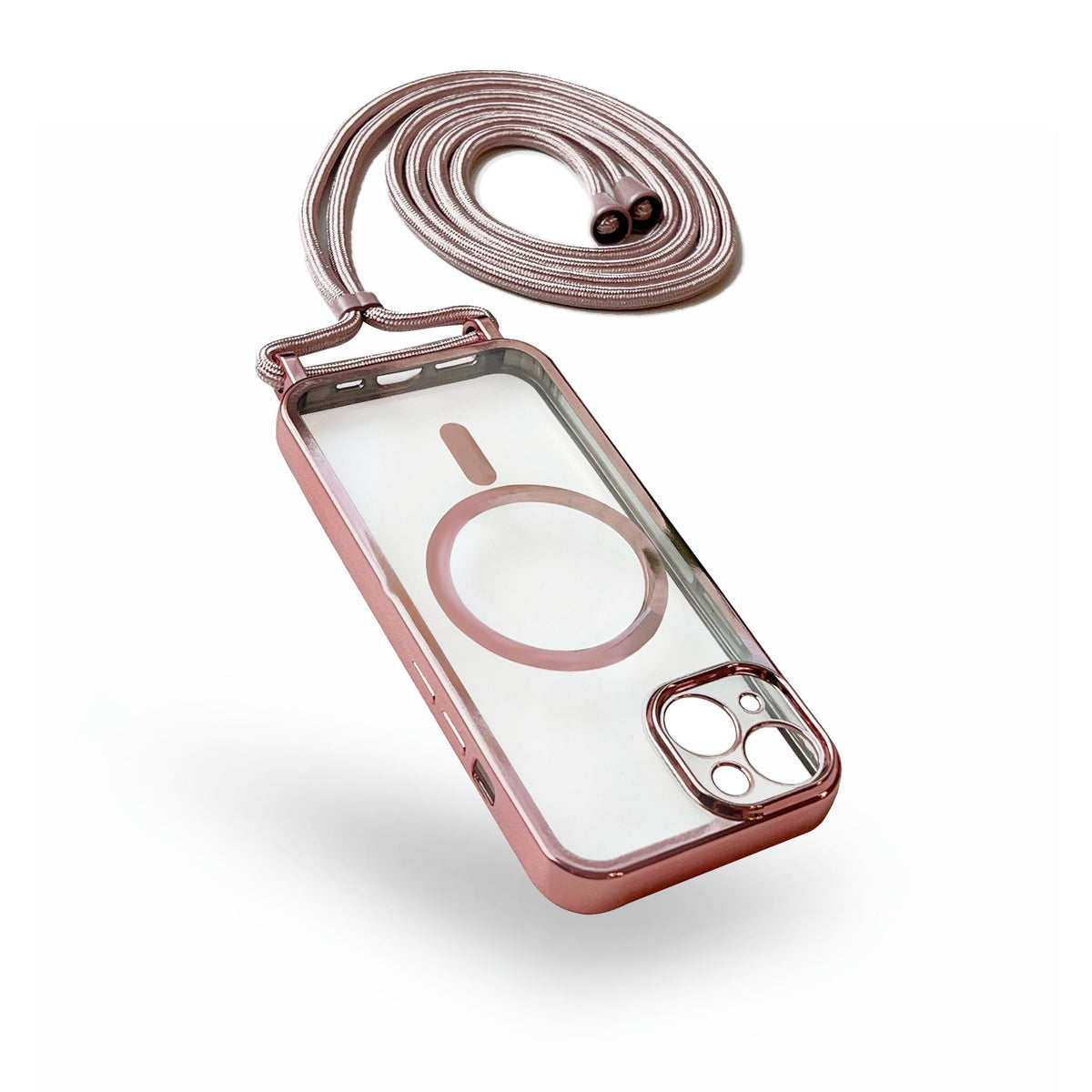 iPhone 11 Hoesje - Rosegoud - Siliconen MagSafe Back Cover met Telefoonkoord