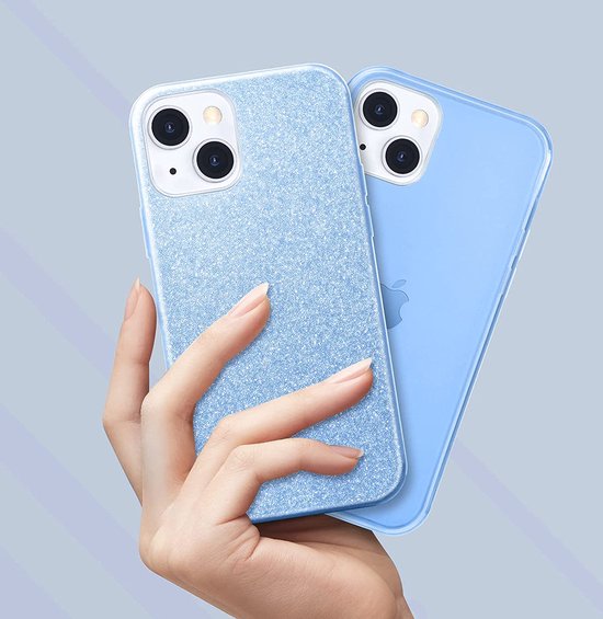 Apple iPhone 13 Mini Hoesje - Blauw - Glitter MagSafe Back Cover
