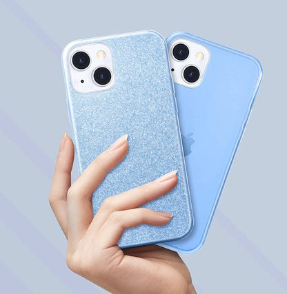 Apple iPhone 13 Mini Hoesje - Blauw - Glitter MagSafe Back Cover