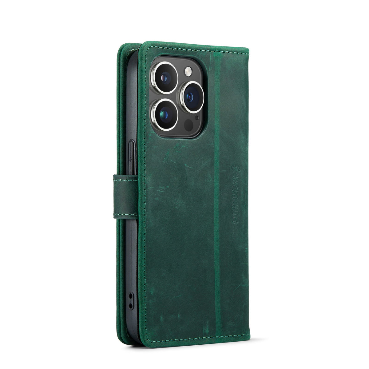 Apple iPhone 14 Pro Hoesje - Groen - Echt Leren Bookcase