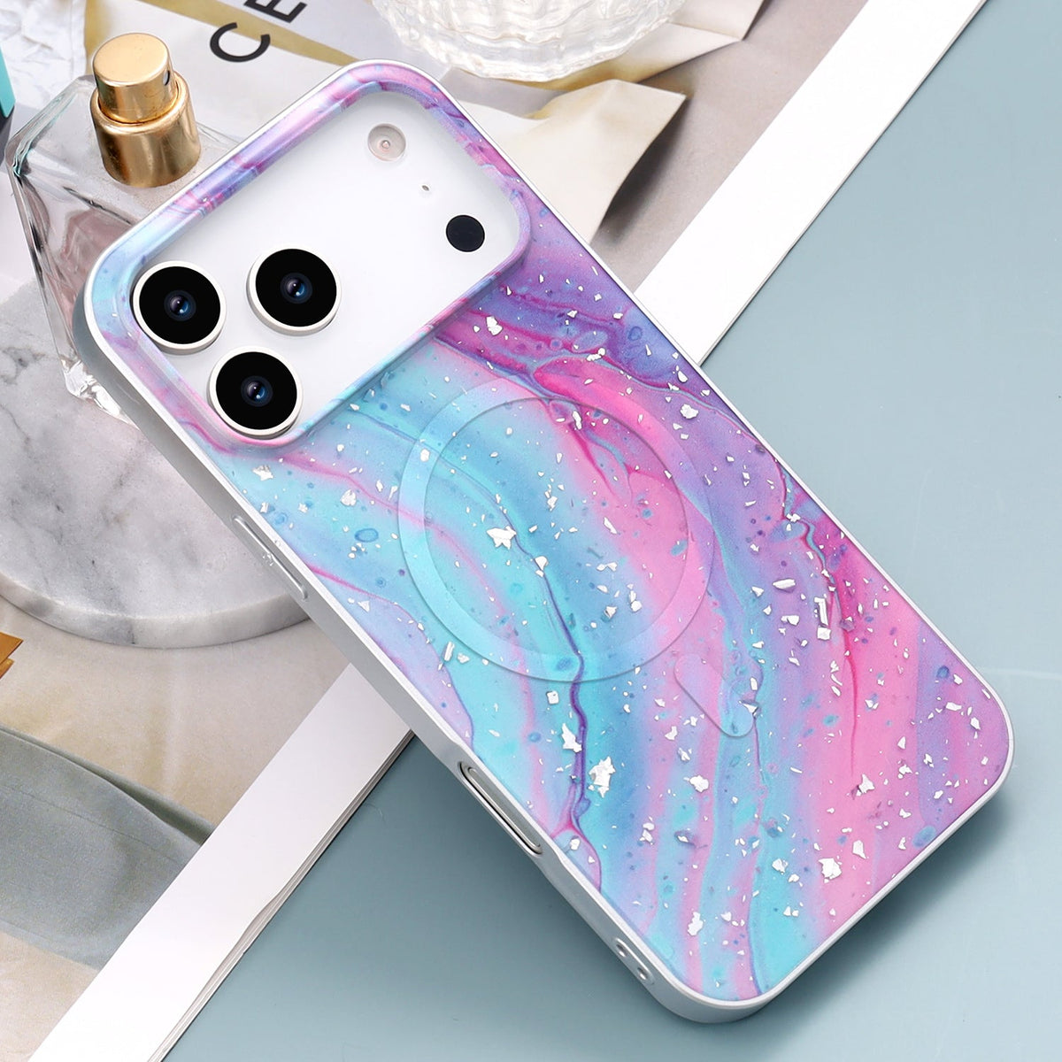 Apple iPhone 18 Pro Max Case - Unicorn - Marble Glitter MagSafe Back Cover
