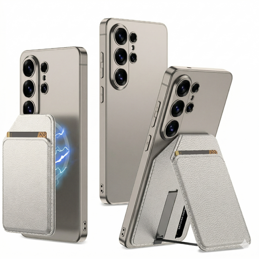 Casemania Magnetisch Pasjeshouder met Kickstand voor Samsung - Grijs