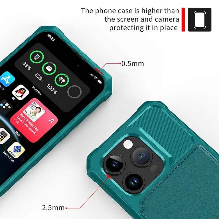 Apple iPhone 15 Pro Hoesje - Turquoise - Back Cover met Pasjeshouder