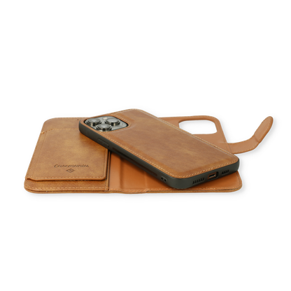 Apple iPhone 12 Case - Brown - 2-in-1 Wallet Case with 10 Card Slots