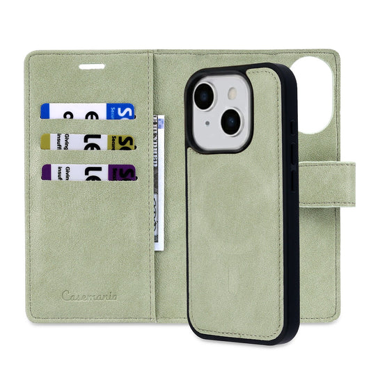 Apple iPhone 15 Case - Matcha Green - 2-in-1 Faux Leather Wallet Case