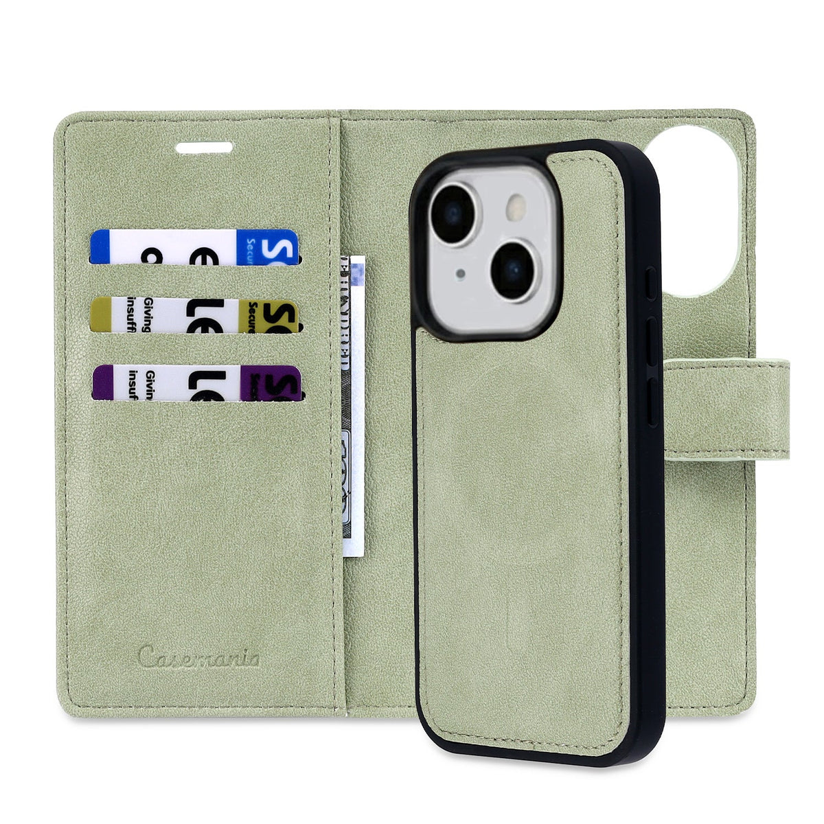 iPhone 16 Hoesje - Matcha Green - 2 in 1 Lederlook Bookcase
