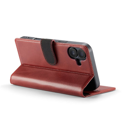 Apple iPhone 16 Plus Hoesje - Rood - Echt Leren Bookcase