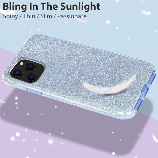 Apple iPhone 12 Case - Blue - Glitter Back Cover