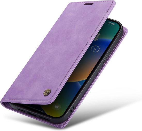 Apple iPhone 14 Plus Hoesje - Bright Lila - Dunne Bookcase