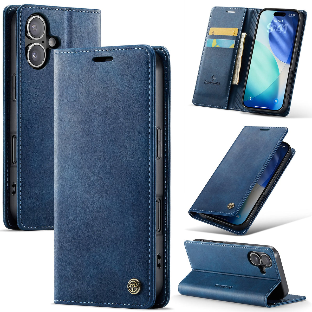 iPhone 17 Hoesje - Navy Blue - Dunne Bookcase