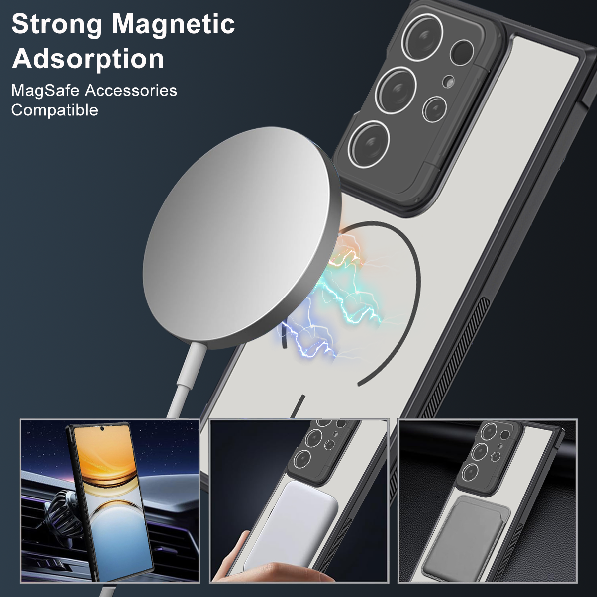 Samsung Galaxy S26 Ultra Hoesje - Zwart - Matte Armor MagSafe Back Cover met Kickstand
