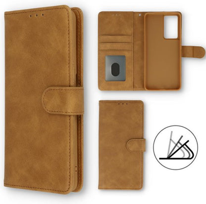 Samsung Galaxy S21 Plus Hoesje - Licht Bruin - Luxe Bookcase