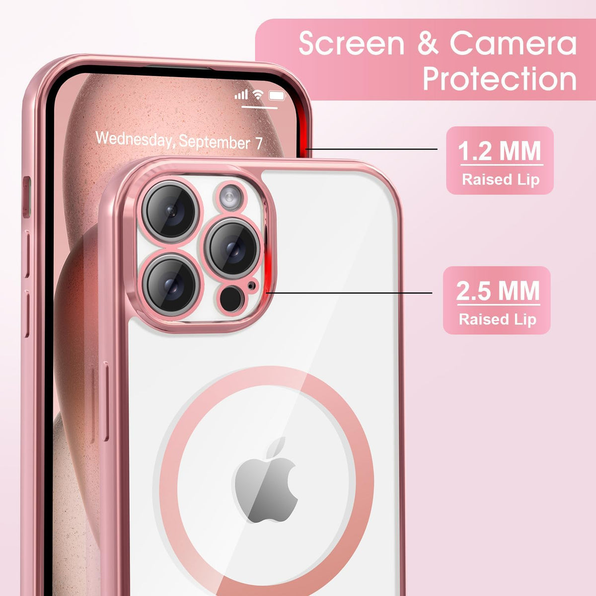 Apple iPhone 16 Pro Max Hoesje - Roze - Siliconen MagSafe Back Cover met Telefoonkoord