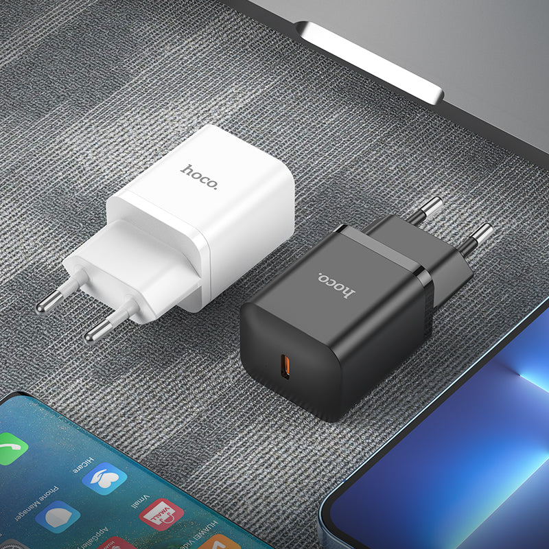 Chargeur rapide USB-C Hoco 20W avec câble USB-C 3 m - Noir
