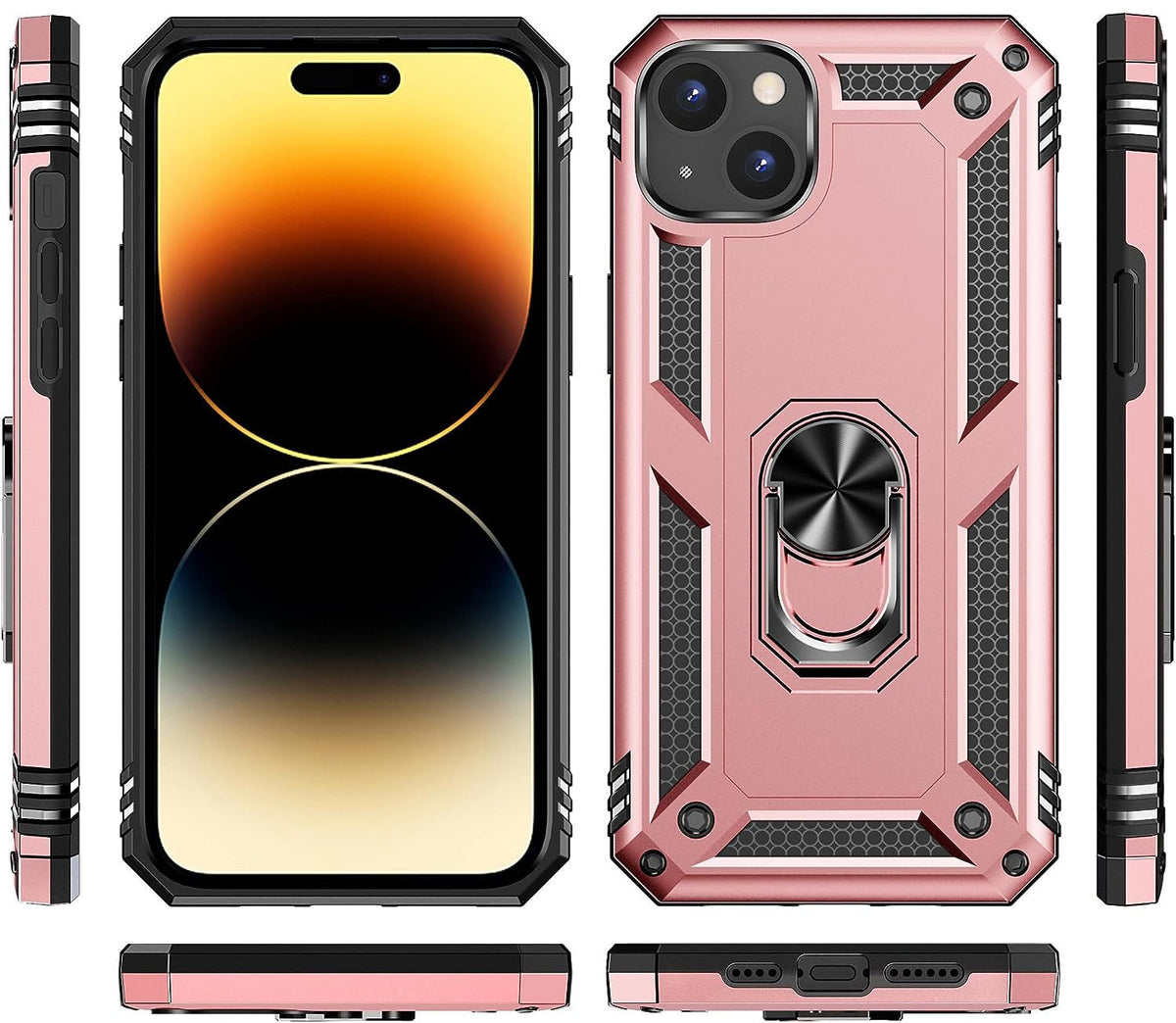Apple iPhone 15 Hülle - Roségold - Armor-Ständer-Backcover