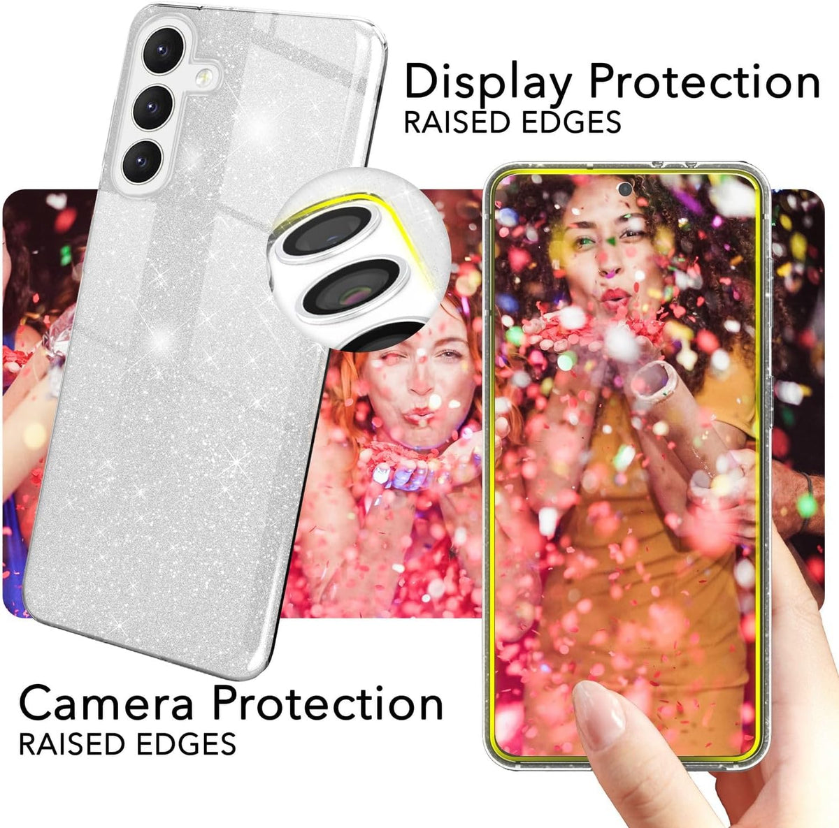 Samsung Galaxy A16 Hoesje - Zilver - Glitter Back Cover