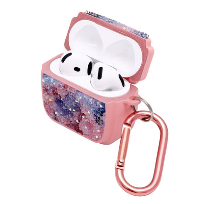 Apple AirPods 4 Hoesje - Diamant Marmer Glitter met Ring - Roze