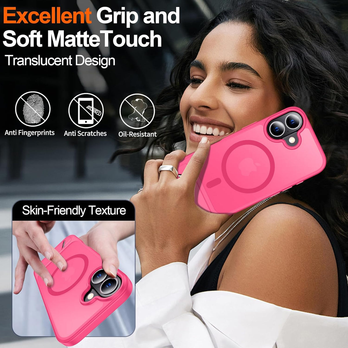 Apple iPhone 17 Hoesje - Neon Roze - Matte Armor MagSafe Back Cover met Kickstand