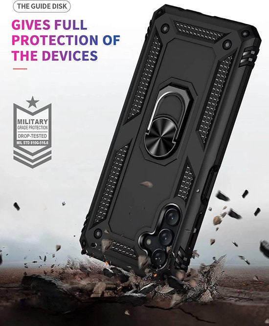 Samsung Galaxy A04s Hoesje - Zwart - Armor Kickstand Back Cover