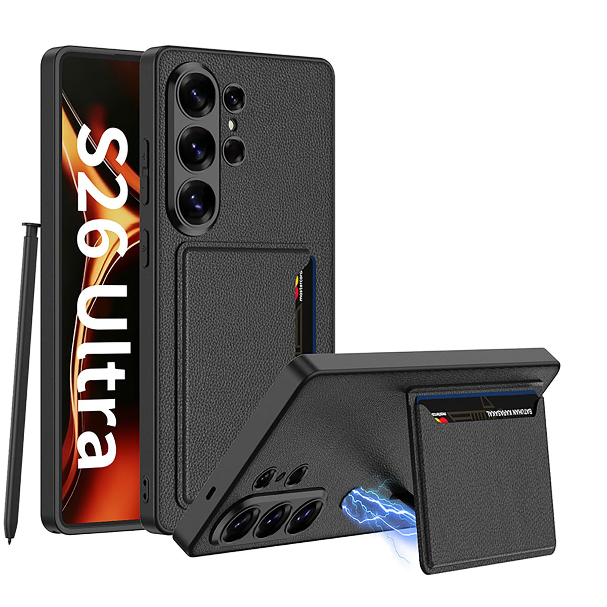 Samsung Galaxy S26 Ultra Hülle - Schwarz - Ring Kickstand Backcover