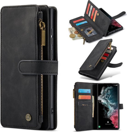 Samsung Galaxy S23 Ultra Hoesje - Charcoal Gray - Luxe Bookcase met Rits