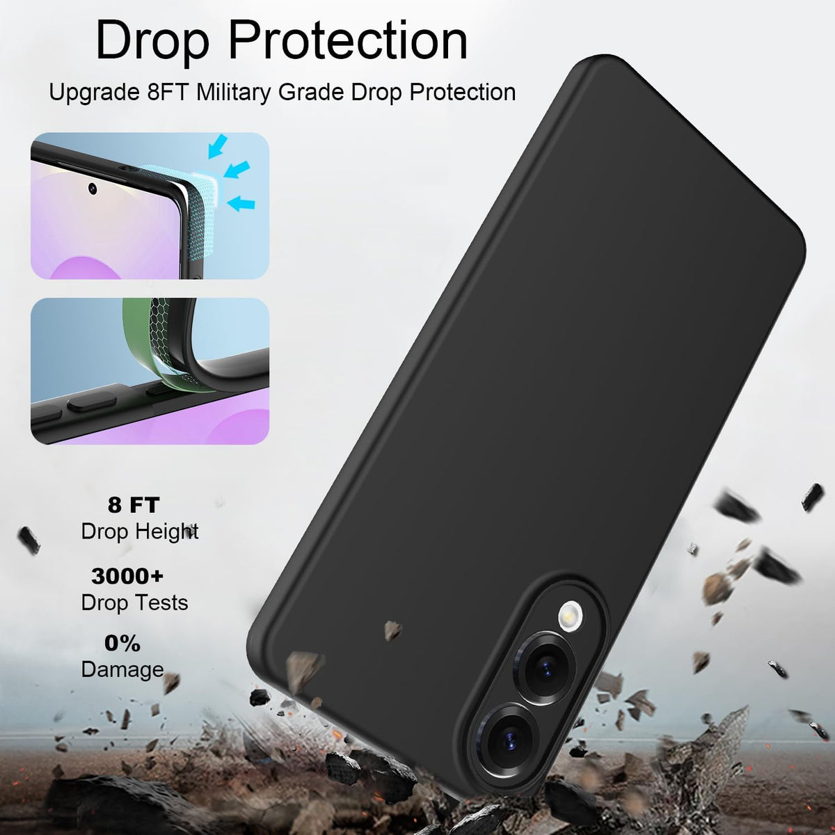 Samsung Galaxy S25 Edge Hoesje - Zwart - Siliconen Camera Bescherming Back Cover