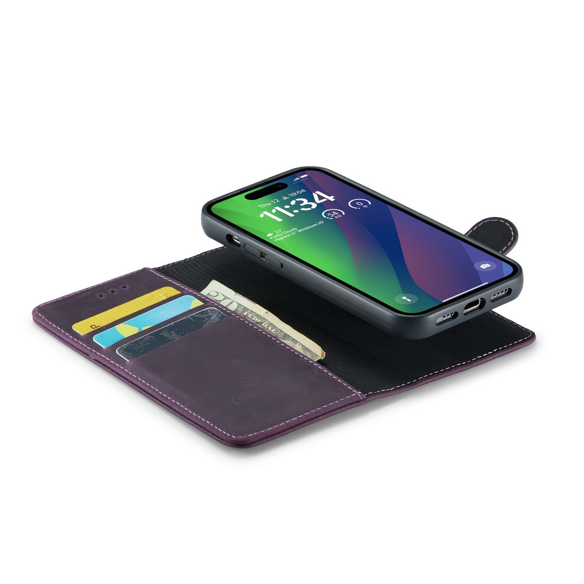 iPhone 15 Hoesje - Dark Purple - 2 in 1 MagSafe Bookcase