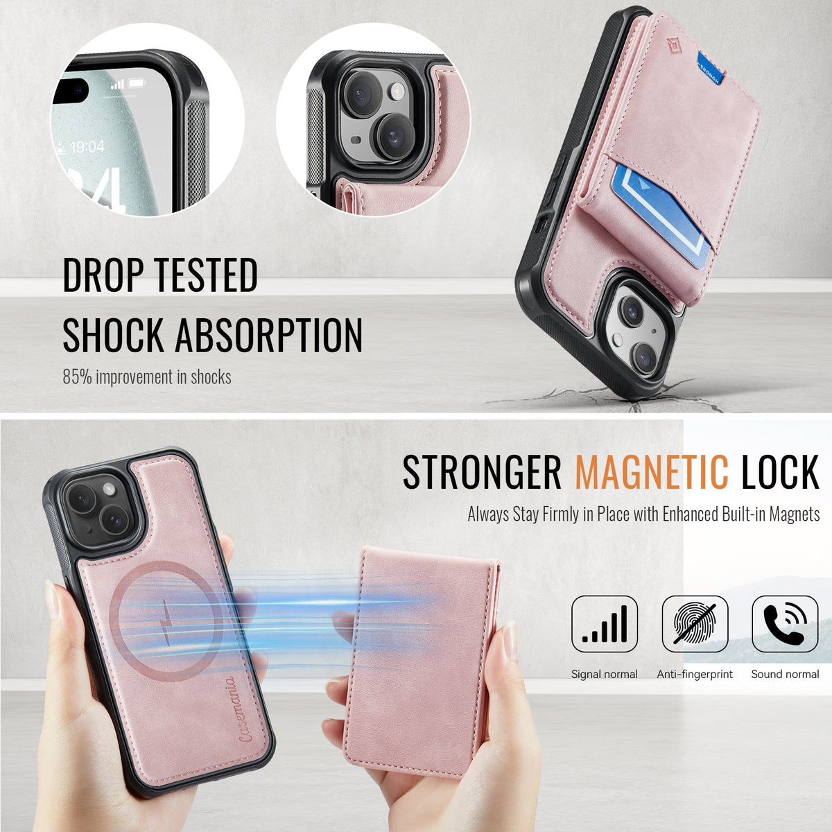 Apple iPhone 13 Case - Pale Pink - MagSafe Back Cover with Card Holder