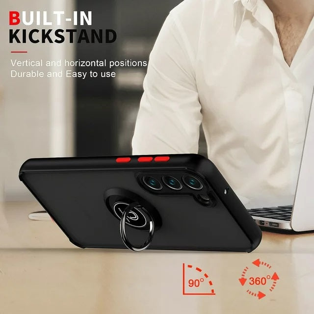 Samsung Galaxy S24 Hoesje - Zwart - Kickstand Ring Back Cover