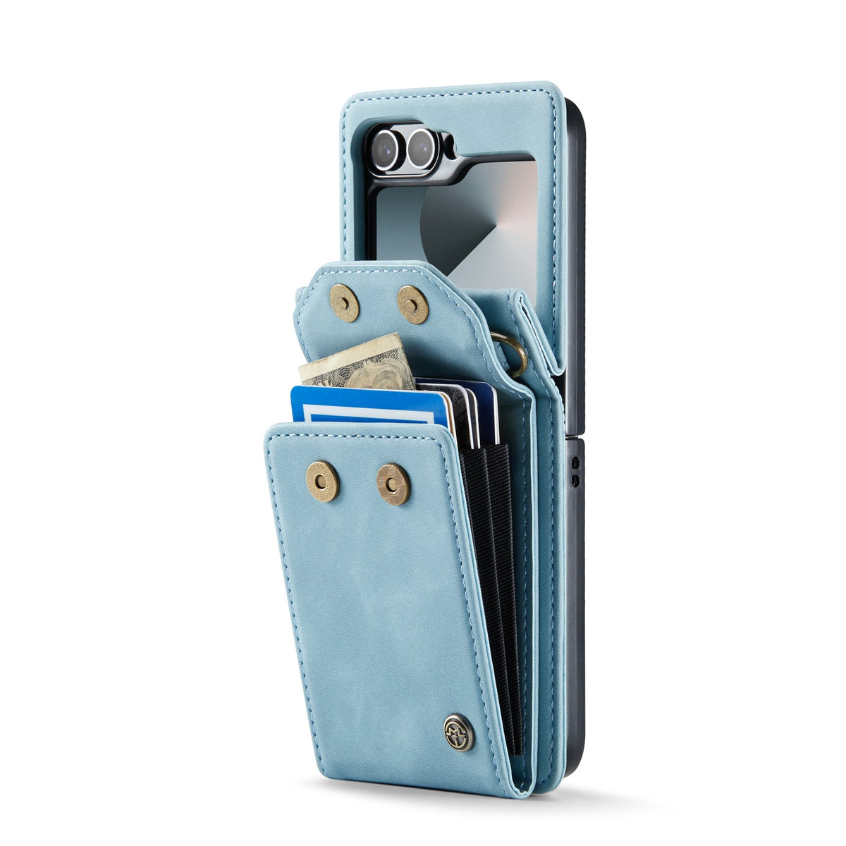 Samsung Galaxy Z Flip 7 FE Hoesje - Aqua Blue - Bookcase met Telefoonkoord