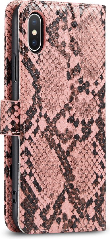 iPhone X / XS Hoesje - Roze - Slangen Bookcase