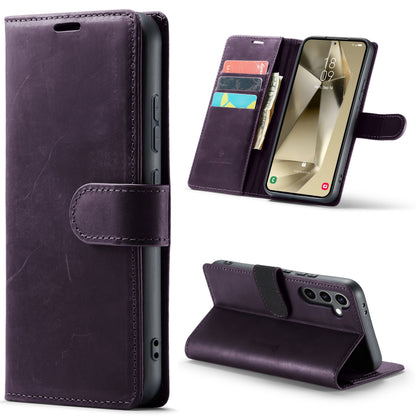 Samsung Galaxy S24 Plus Hoesje - Dark Purple - Echt Leren Bookcase