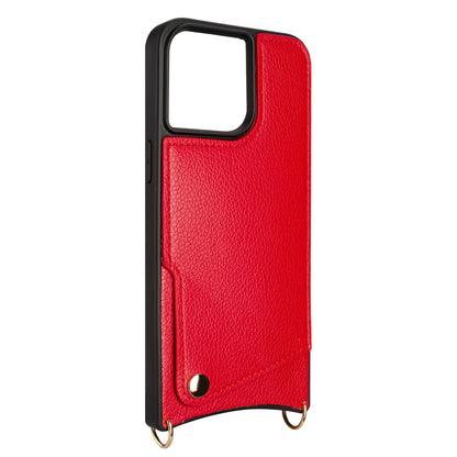Apple iPhone 15 Pro Max Case - Red - Back Cover with Wrist Band and Phone Band