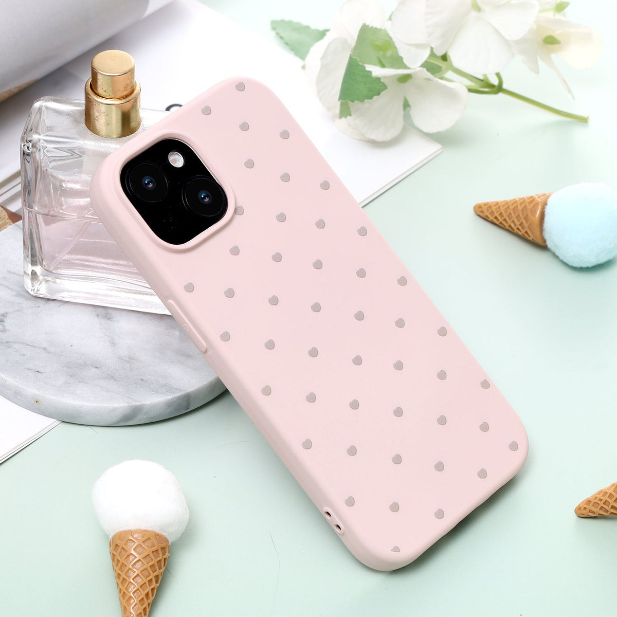 Apple iPhone 15 Hülle - Rosa - Herzchen-Backcover