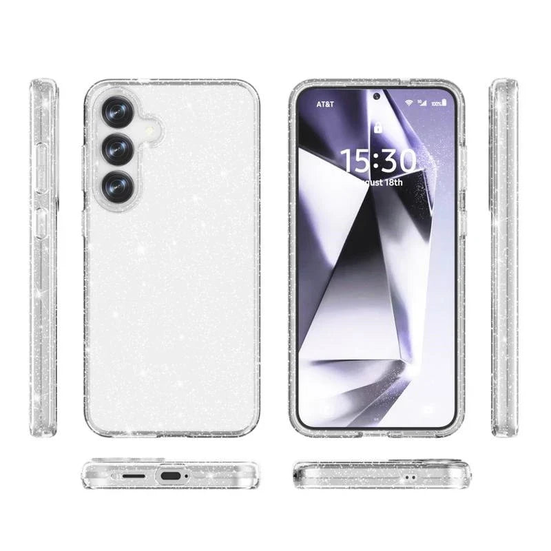 Samsung Galaxy S25 Plus Hoesje - Zilver - Glitter Back Cover