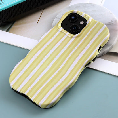 Apple iPhone 15 Hoesje - Geel - Wave Edge Back Cover